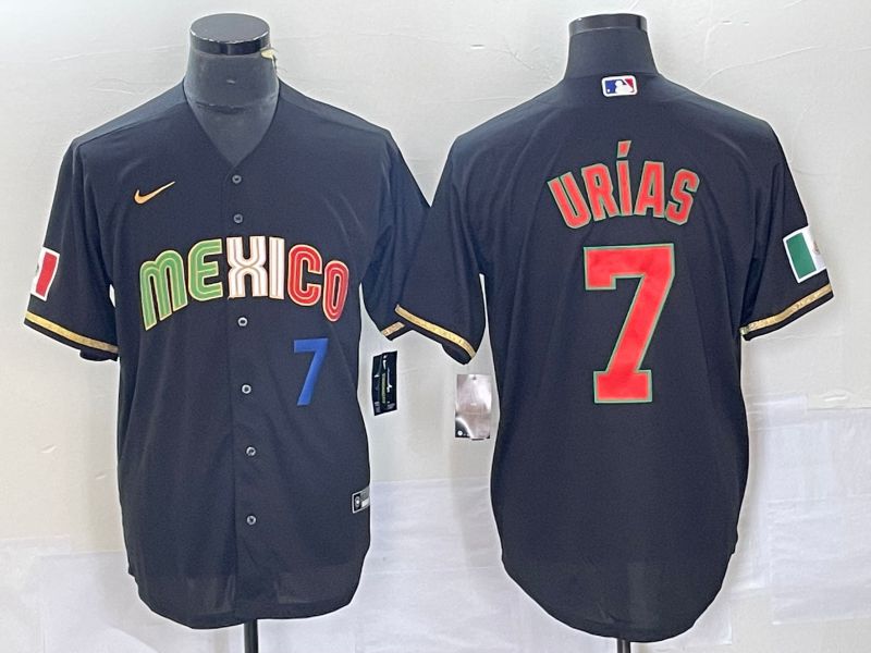 Men 2023 World Cub Mexico 7 Urias Black Nike MLB Jersey style 91832